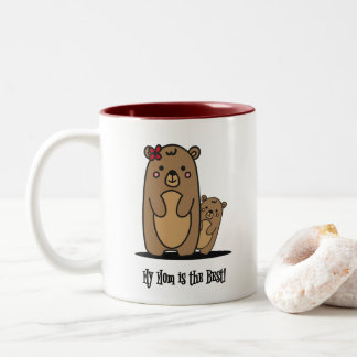 Tasse 2 Couleurs Maman et bébé ours | Meilleure maman à deux tons d
