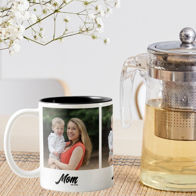 Tasse 2 Couleurs Maman Etabli Script Black 3 Photo (Créateur téléchargé)
