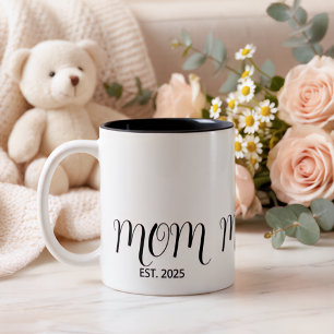 Tasse 2 Couleurs Maman établie Écriture noire Cadeau de nouvelle ma