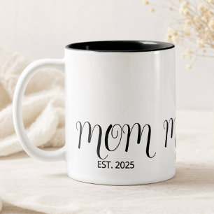 Tasse 2 Couleurs Maman établie Écriture noire Cadeau de nouvelle ma