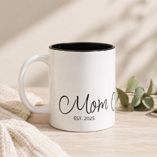 Tasse 2 Couleurs Maman établie écriture personnalisée année noire