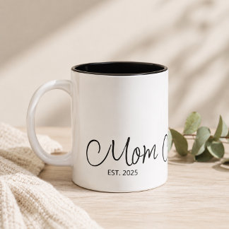 Tasse 2 Couleurs Maman établie écriture personnalisée année noire
