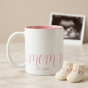 Tasse 2 Couleurs Maman établie Rose rose script Nouveau cadeau de m