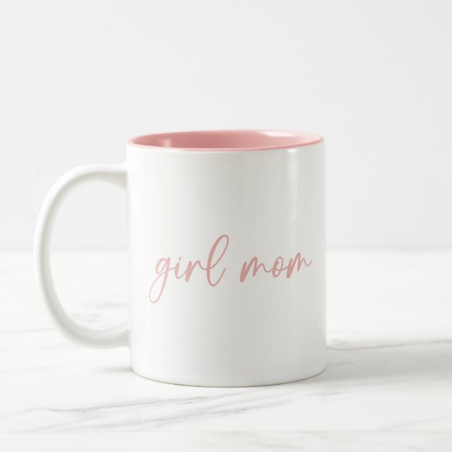 Tasse 2 Couleurs Maman fille | Maman des filles | Maman Cadeau rose (Gauche)