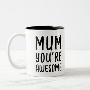 Tasse 2 Couleurs Maman Fils Moderne Typo Noir Et Blanc Drôle Incroy