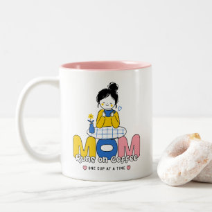 Tasse 2 Couleurs Maman fonctionne au café Mignon Rétro