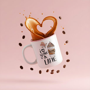 Tasse 2 Couleurs Maman Je t'aime Un Latte mignonne Kawaii Fête des