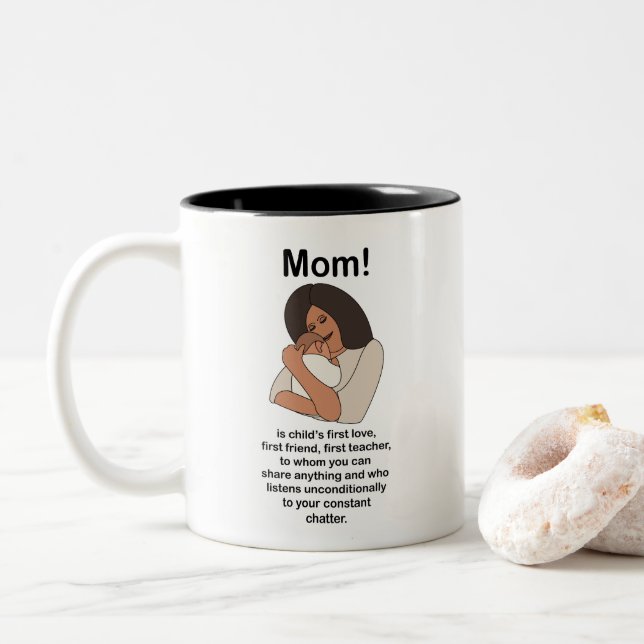 Tasse 2 Couleurs Maman Maman Mère Citation Anniversaire (Avec donut)