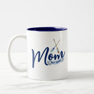 Tasse 2 Couleurs Maman Nautique Établie Bleu Marine
