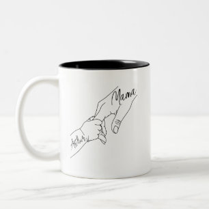 Tasse 2 Couleurs Maman personnalisée avec des enfants se tenant la