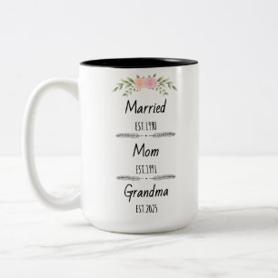 Tasse 2 Couleurs Maman personnalisée Grandma Est Année personnalisé