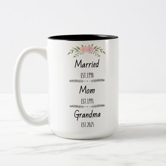 Tasse 2 Couleurs Maman personnalisée Grandma Est Année personnalisé (Gauche)