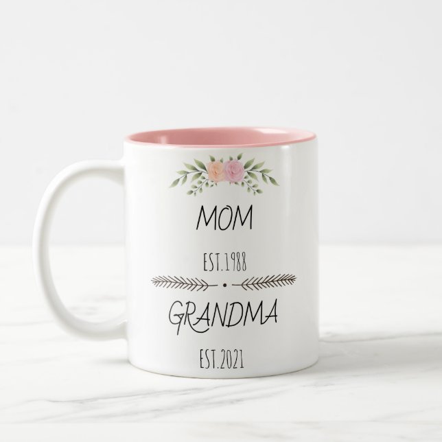 Tasse 2 Couleurs Maman personnalisée Grandma est personnalisée Anné (Gauche)