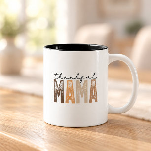 Tasse 2 Couleurs Maman reconnaissante Automne Terre Script