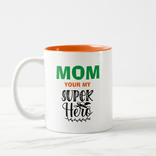 Tasse 2 Couleurs Maman, ton super-héros (Gauche)