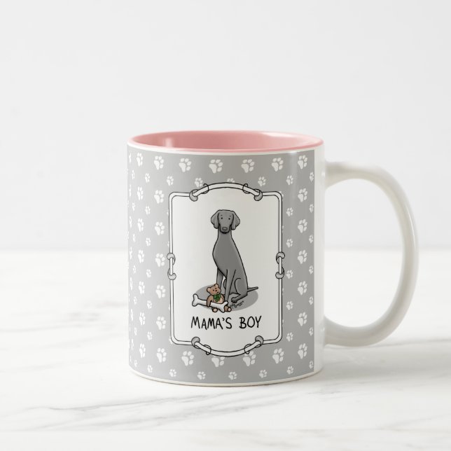 Tasse 2 Couleurs Mama's Boy Weimaraner (gris 1) jouets chien maman  (Droit)