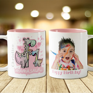 Tasse 2 Couleurs Mamasaurus Dino Maman Joyeux Anniversaire Photo pe