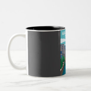 Tasse 2 Couleurs Manchester Angleterre Vintage Minimal Retro Voyage