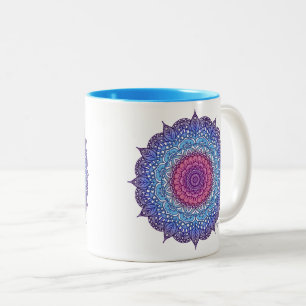 Tasse 2 Couleurs Mandala feuille de fleurs violettes