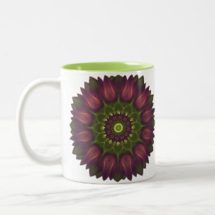Tasse 2 Couleurs Mandala Fleur Aux Tons Vert Violet Faisant