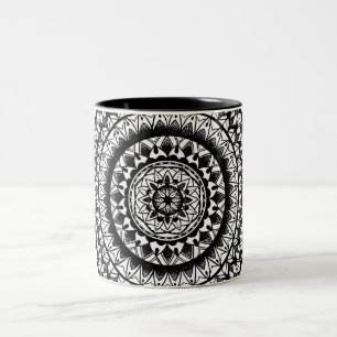 Tasse 2 Couleurs mandala floral d'encre