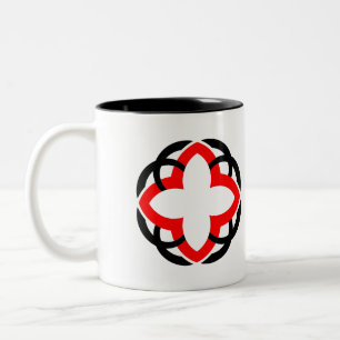 Tasse 2 Couleurs Mandala géométrique abstrait moderne rouge et noir