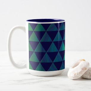 Tasse 2 Couleurs Mandala géométrique bleu-vert à motif triangulaire