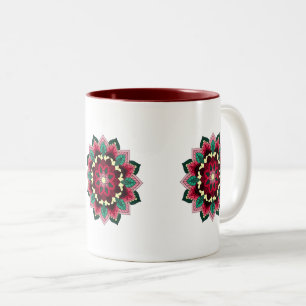 Tasse 2 Couleurs Mandala Motif 02 en rose profond