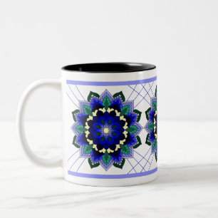Tasse 2 Couleurs Mandala Motif 2002 en bleu foncé Mu café à deux to