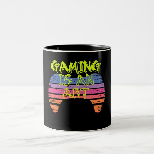 Tasse 2 Couleurs Manette de jeu Art Citations Rétro Coucher de Sole (Centre)