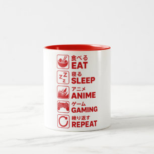 Tasse 2 Couleurs Manger Dormir Anime Jeux Vidéo Répéter Gamer Homme