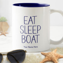 Manger Dormir Bateau Drôle Capitaine Pêche Humour