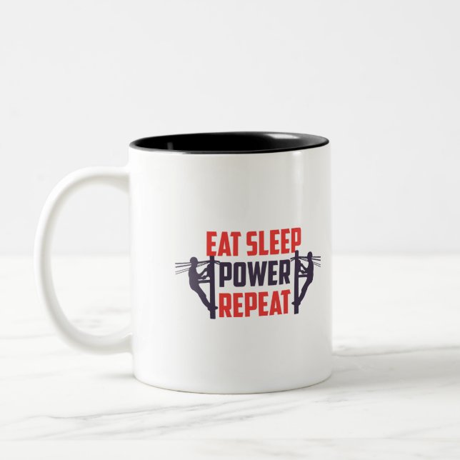 Tasse 2 Couleurs mangez dormir Power répéter Funny Lineman cadeau p (Gauche)