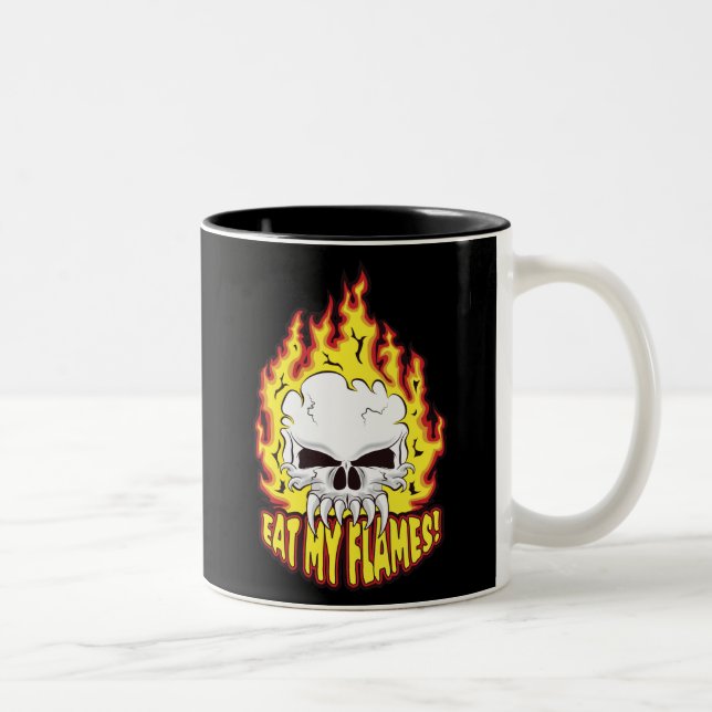 Tasse 2 Couleurs Mangez mon crâne Flames (Droit)