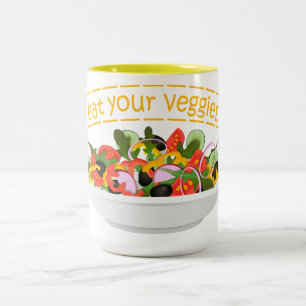 Tasse 2 Couleurs Mangez vos Légumes Citer salade fraîche mélange bo