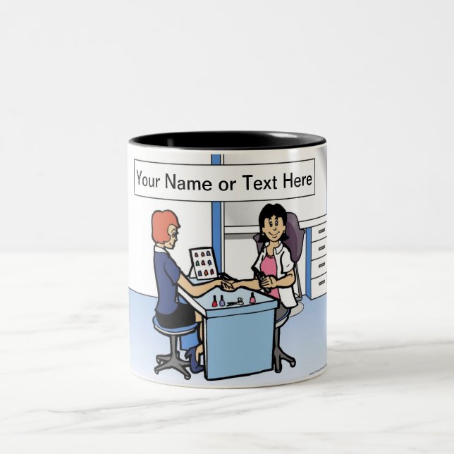 Tasse 2 Couleurs Manicuriste Personnalisé Nail Tech - Dessin Femme (Centre)