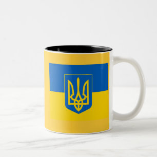 Tasse 2 Couleurs Manteau de l'UKRAINE des bras et du drapeau