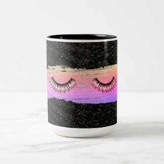Tasse 2 Couleurs Maquillage Lashes Beauté Black Multi-Color Coffee 