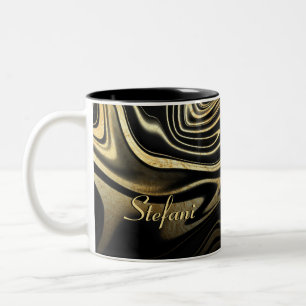 Tasse 2 Couleurs Marbre doré noir moderne pailleté