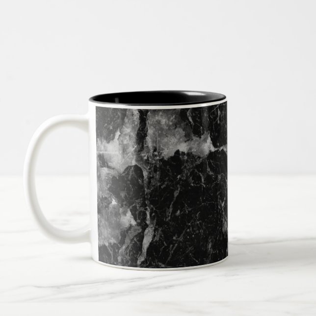 Tasse 2 Couleurs Marbre Noir Blanc & Argent Moderne Glam (Gauche)