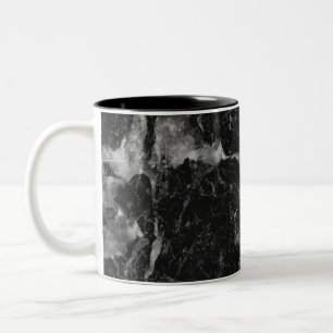 Tasse 2 Couleurs Marbre Noir Blanc & Argent Moderne Glamour