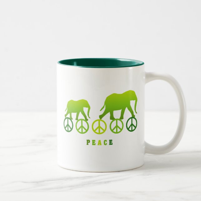 Tasse 2 Couleurs Marcher les éléphants en paix (Droit)