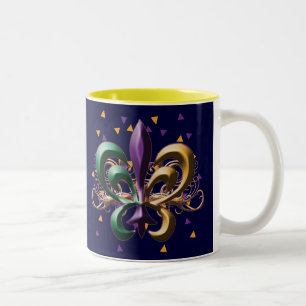 Tasse 2 Couleurs Mardi gras Fleur de Lis Design