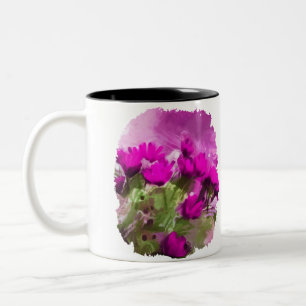 Tasse 2 Couleurs Marguerite Africaine Avec Aquarelle Pourpre Mur