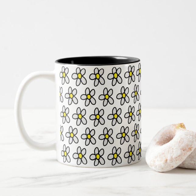 Tasse 2 Couleurs Marguerites (Avec donut)