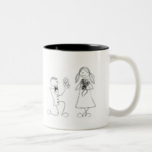 Tasse 2 Couleurs Mariage fait sur commande de couples de bande