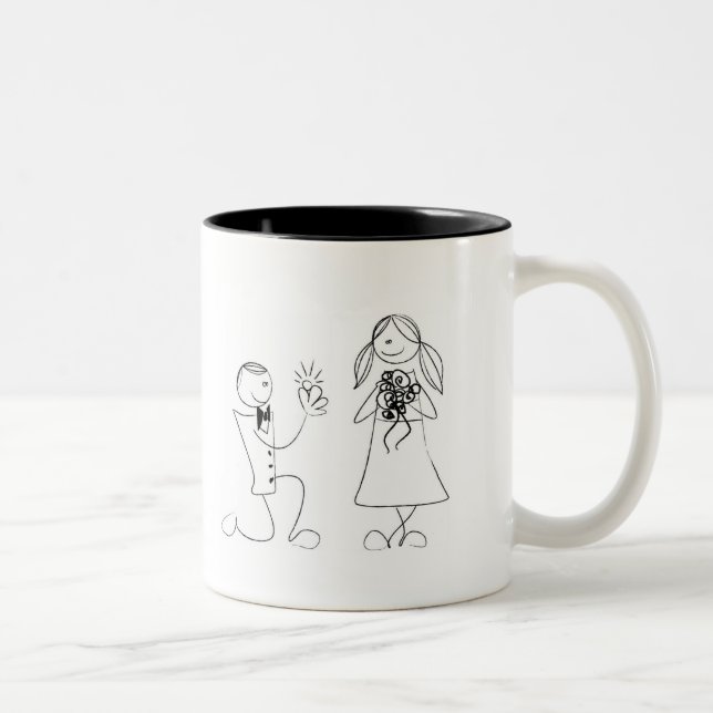 Tasse 2 Couleurs Mariage fait sur commande de couples de bande (Droit)
