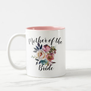 Tasse 2 Couleurs Mariage mère de la mariée Rose Dusty Floral