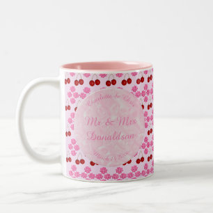 Tasse 2 Couleurs Mariage rose Printemps Cerisiers en fleurs et ceri