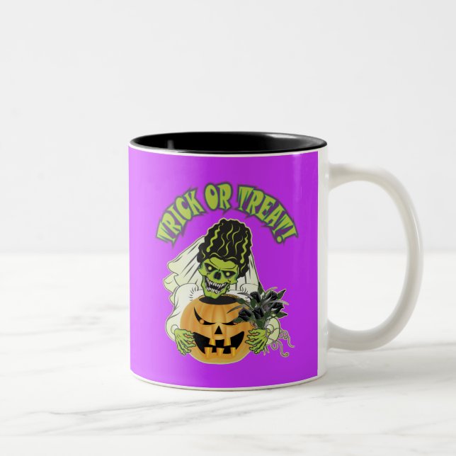 Tasse 2 Couleurs Mariée du crâne Frankenstein (Droit)